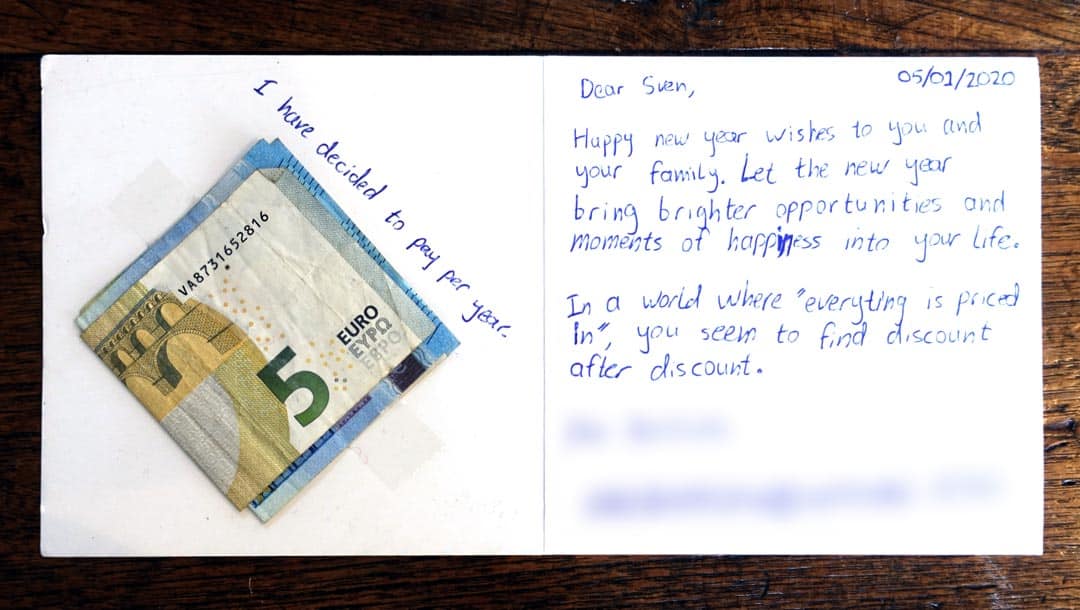 Card from Undervalued Shares customer