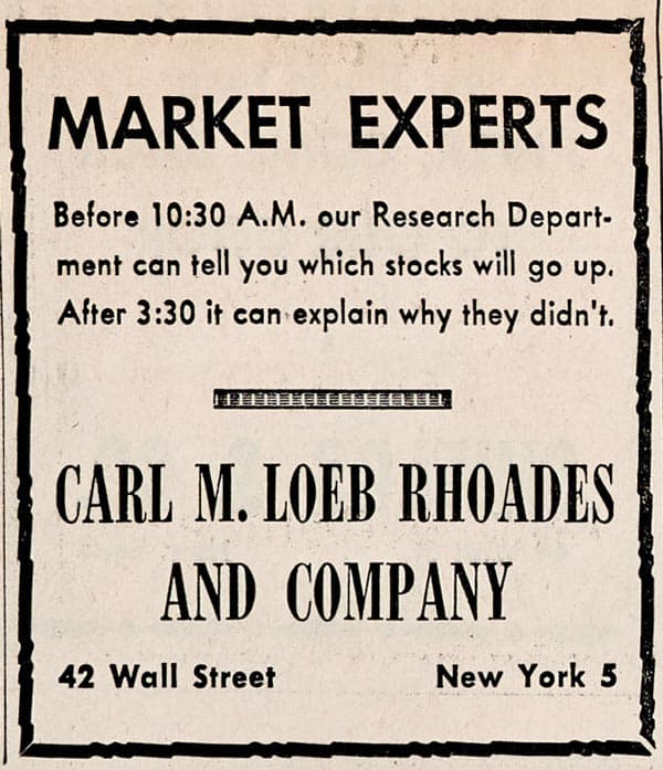 Carl M Loeb ad in The Bawl Street Journal