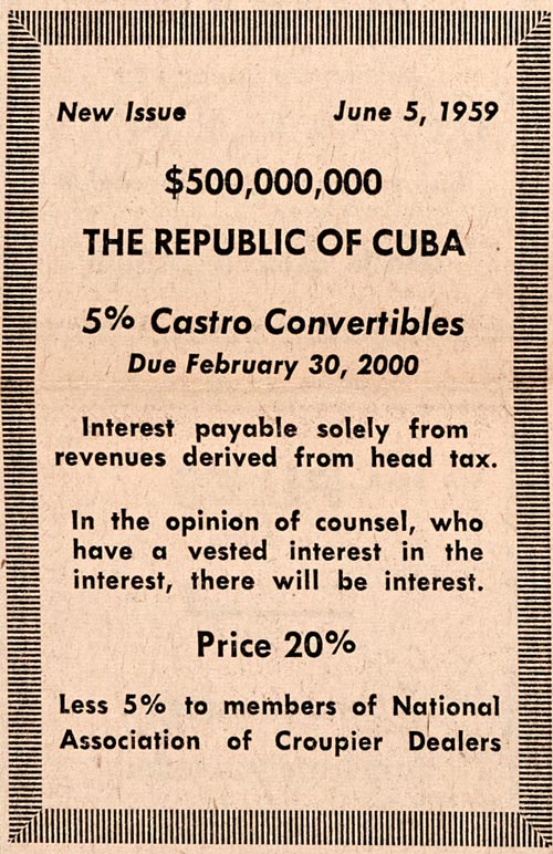 Cuba ad in The Bawl Street Journal