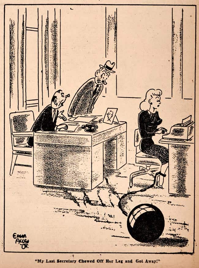 Secretary cartoon in the Bawl Street Journal