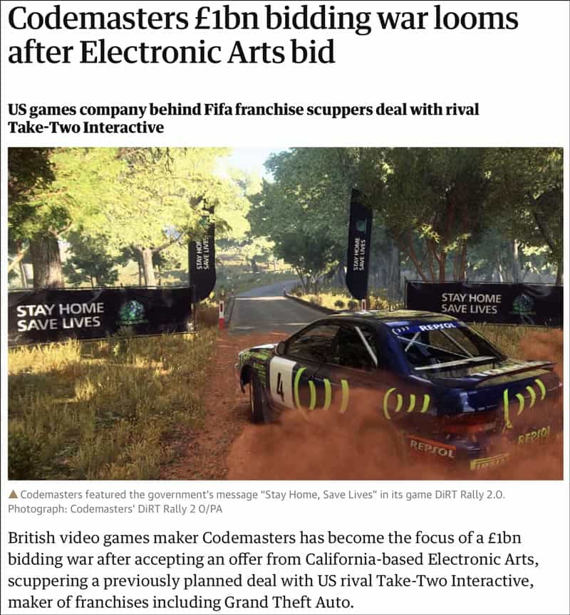 Codemasters bidding war