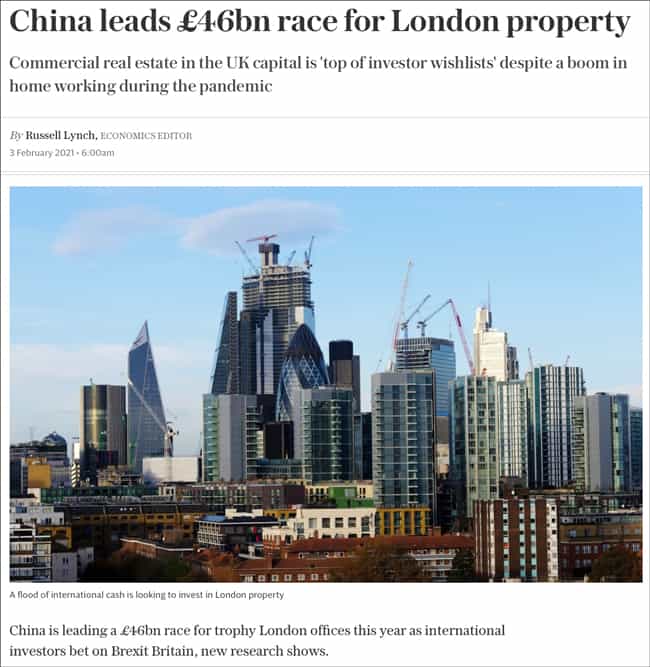 China leads GBP 46bn race for London property