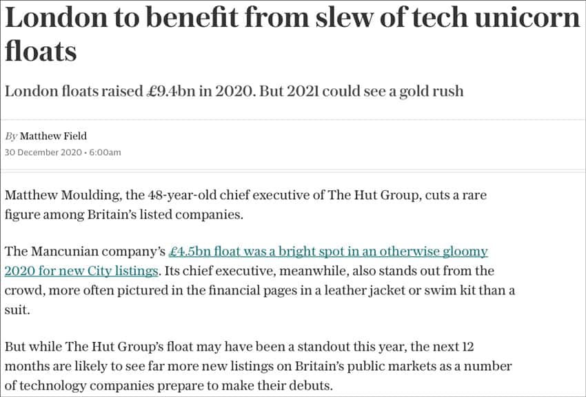 London to benefit from slew of tech unicorn floats