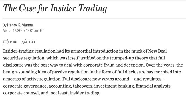 WSJ - The Case for Insider Trading