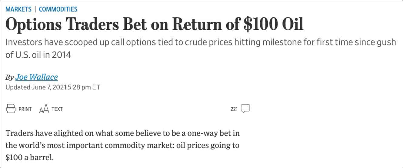 Options traders bet on return of 100 USD oil