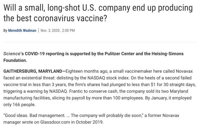  Novavax’s vaccine is made of tiny particles studded with the coronavirus spike protein plus honeycomblike molecules, derived from plants, that stimulate the immune system. A.KITTERMAN AND V. ALTOUNIAN/SCIENCE Will a small, long-shot U.S. company end up producing the best coronavirus vaccine?