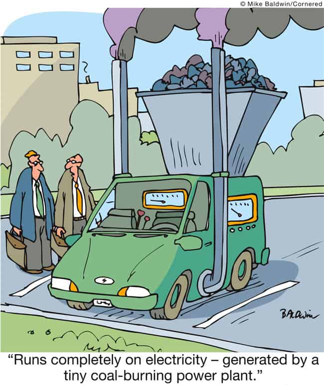 Electric car cartoon