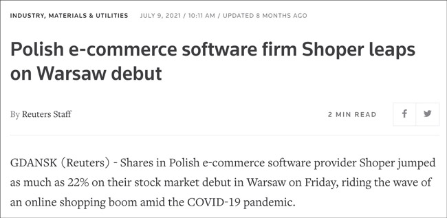 Polish e-Commerce Software firm Shoper leaps on Warsaw debut
