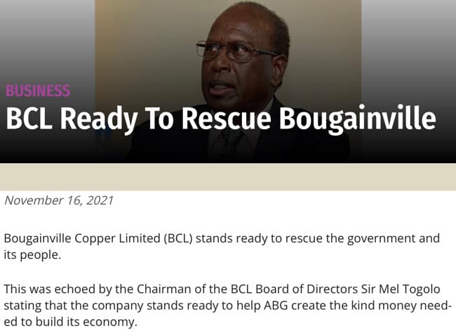 BCL ready to rescue Bougainville