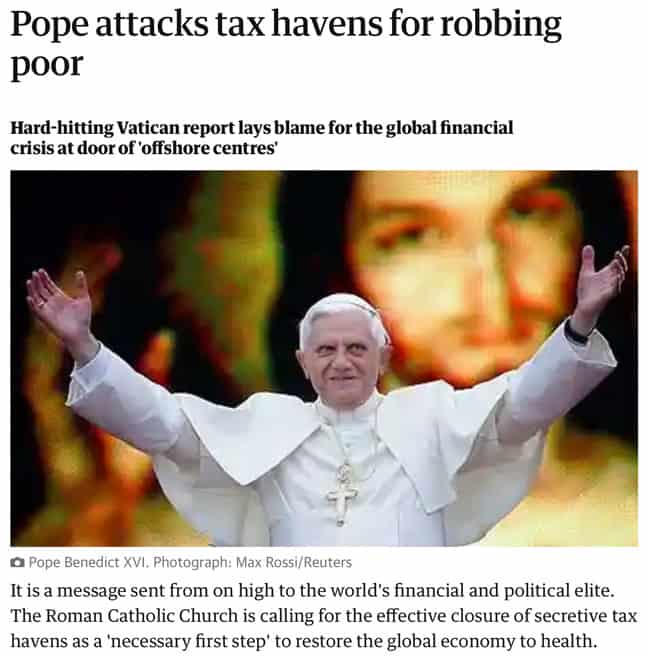Pope attacks tax havens for robbing poor