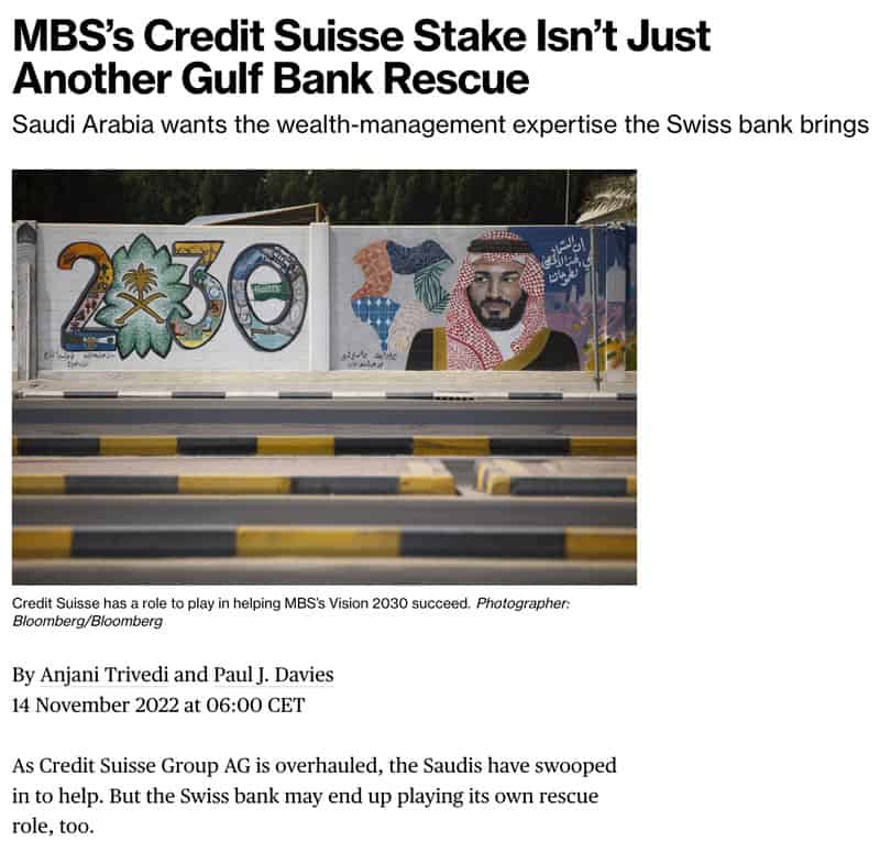 MBS’s Credit Suisse Stake Isn’t Just Another Gulf Bank Rescue