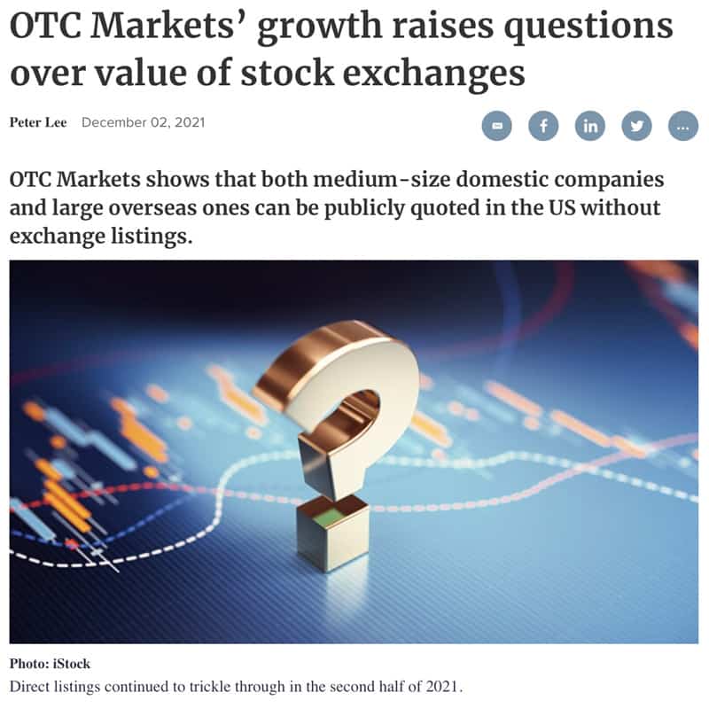 OTC Markets’ growth raises questions over value of stock exchanges