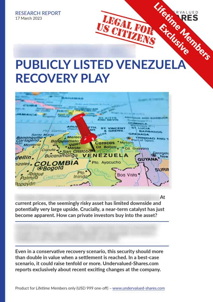 Publicly listed Venezuela recovery play