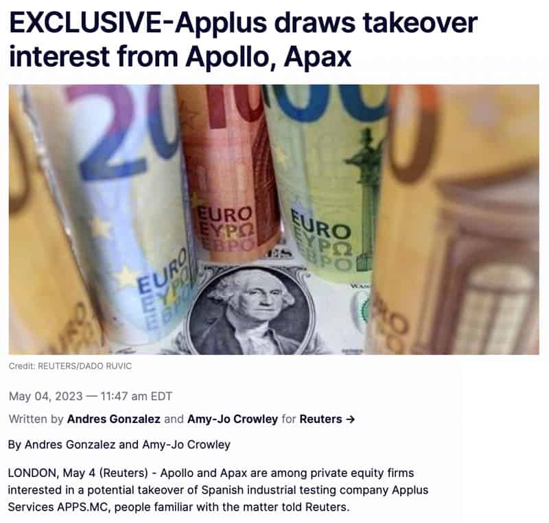 Applus draws takeover interest from Apollo, Apax