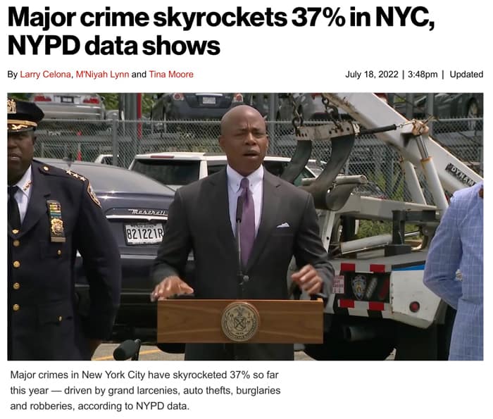 Major crime skyrockets in NYC