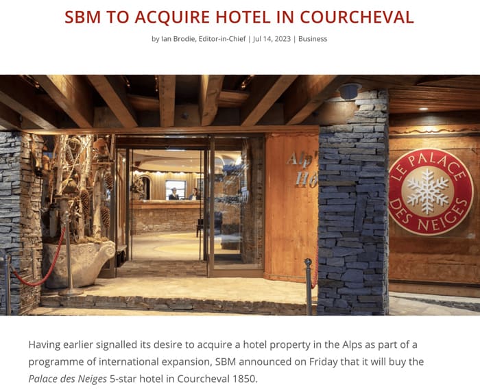 SBM to acquire hotel in Courcheval.