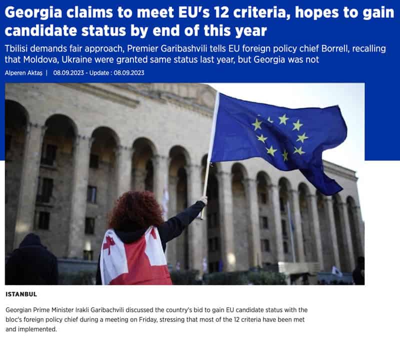 Georgia claims to meet EU's 12 criteria