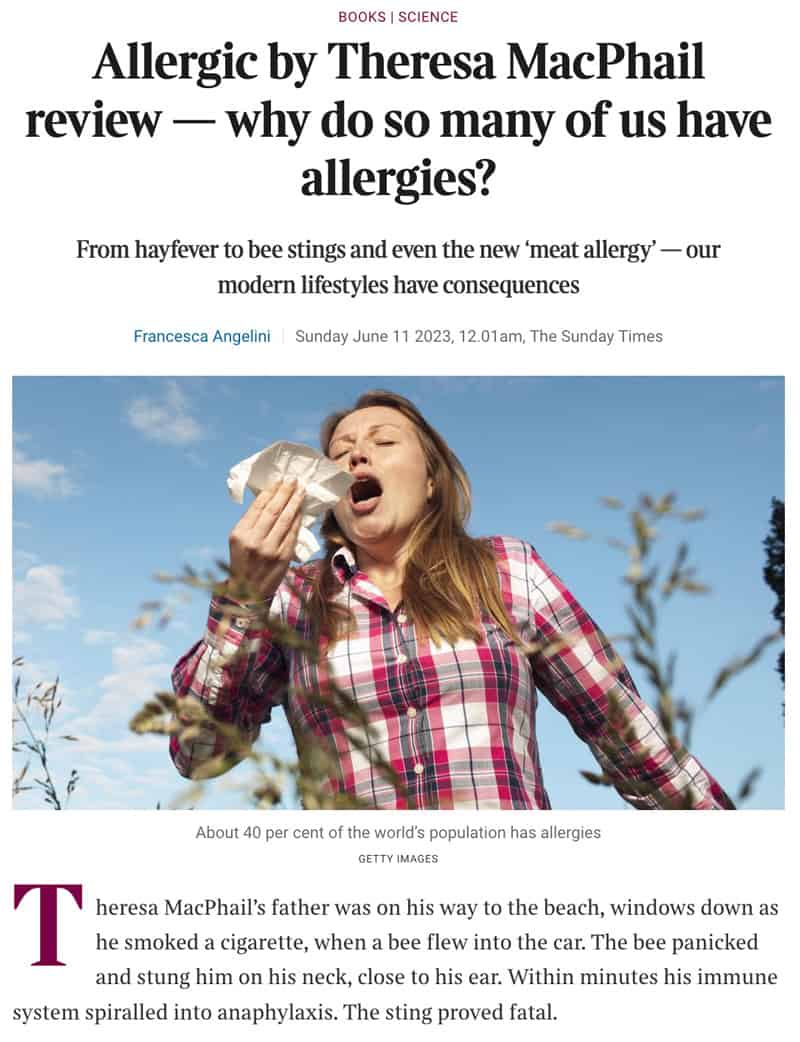Allergic by Theresa MacPhail review — why do so many of us have allergies?