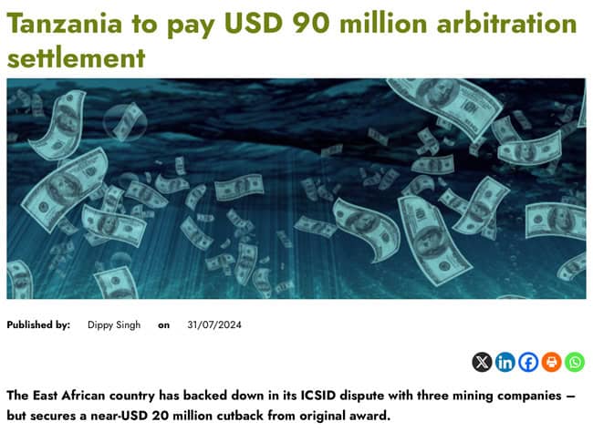 Tanzania to pay 90m