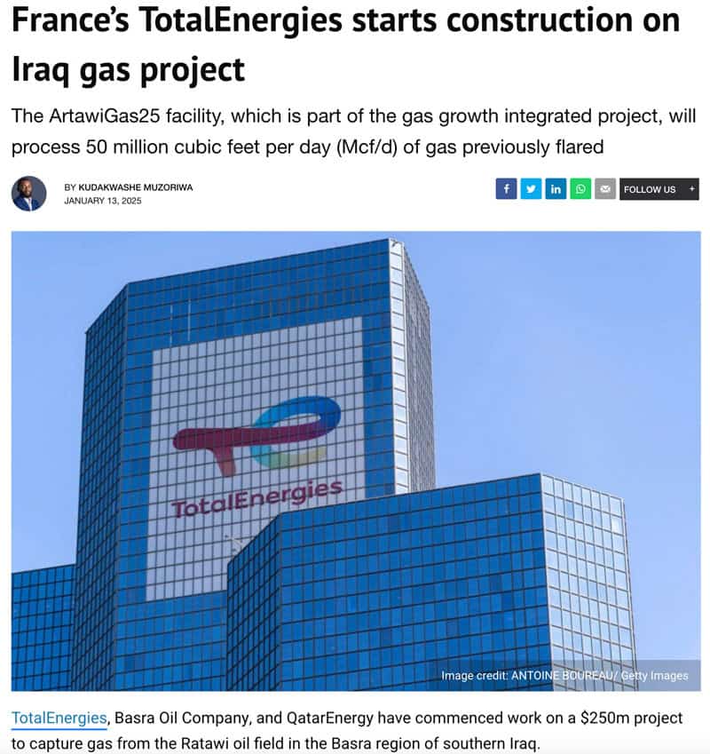 TotalEnergies gas project in Iraq