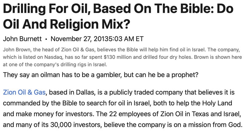 Drilling for oil based on the bible
