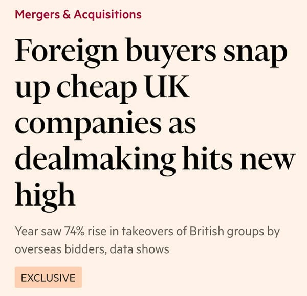 Foreign buyers snap up cheap UK companies
