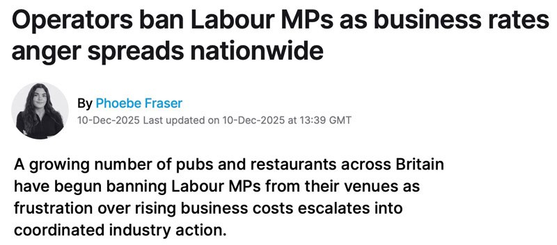 Operators ban Labour MPs as business rates anger spreads nationwide