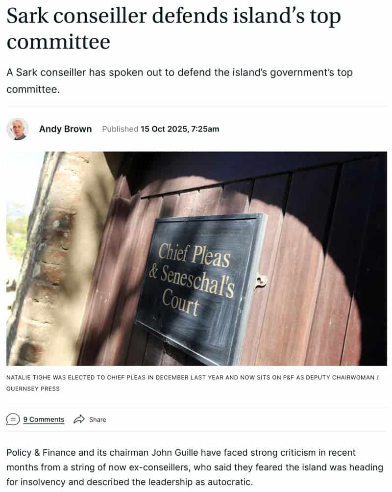 Sark conseiller defends committee