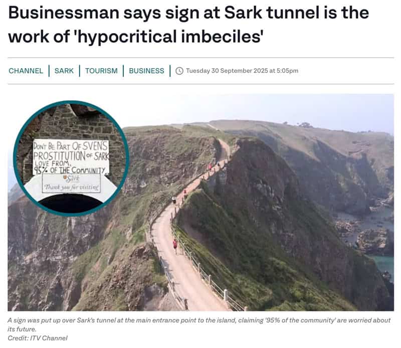 Sark tunnel sign