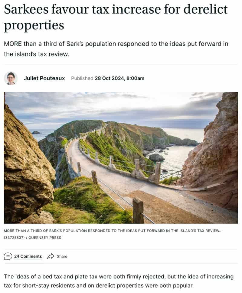 Tax increase for derelict properties on Sark