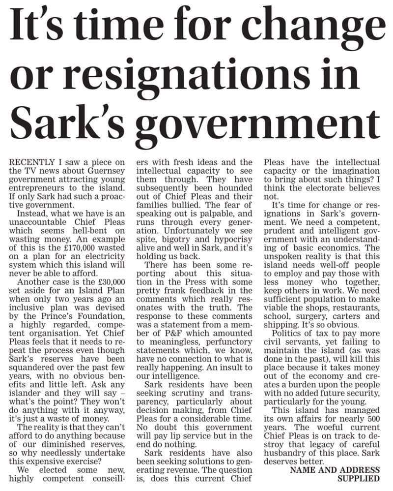 It's time for change in Sark's government 