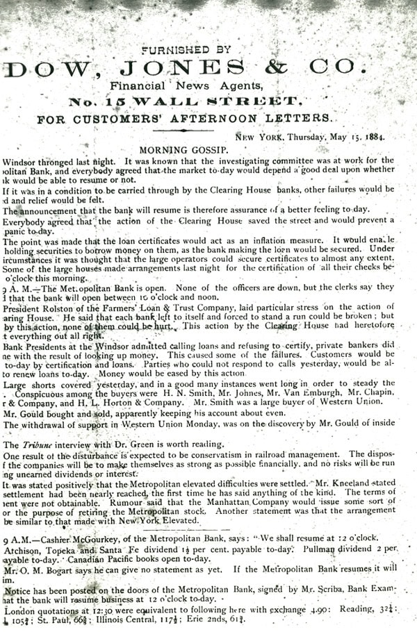 The Customer Afternoon Letter – predecessor of The Wall Street Journal