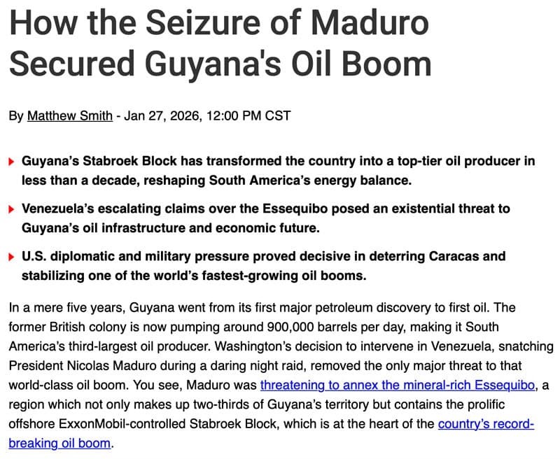 How the seizure of Maduro secured Guyana's oil boom