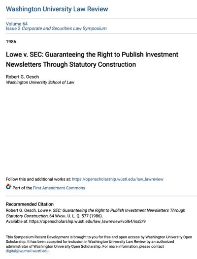 Lowe vs SEC